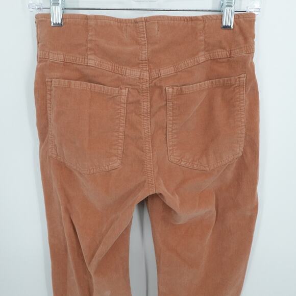 We the Free Pants Womens 28 Coral Corduroy‎ Straight Leg Side Zip Boho Western - Picture 10 of 12